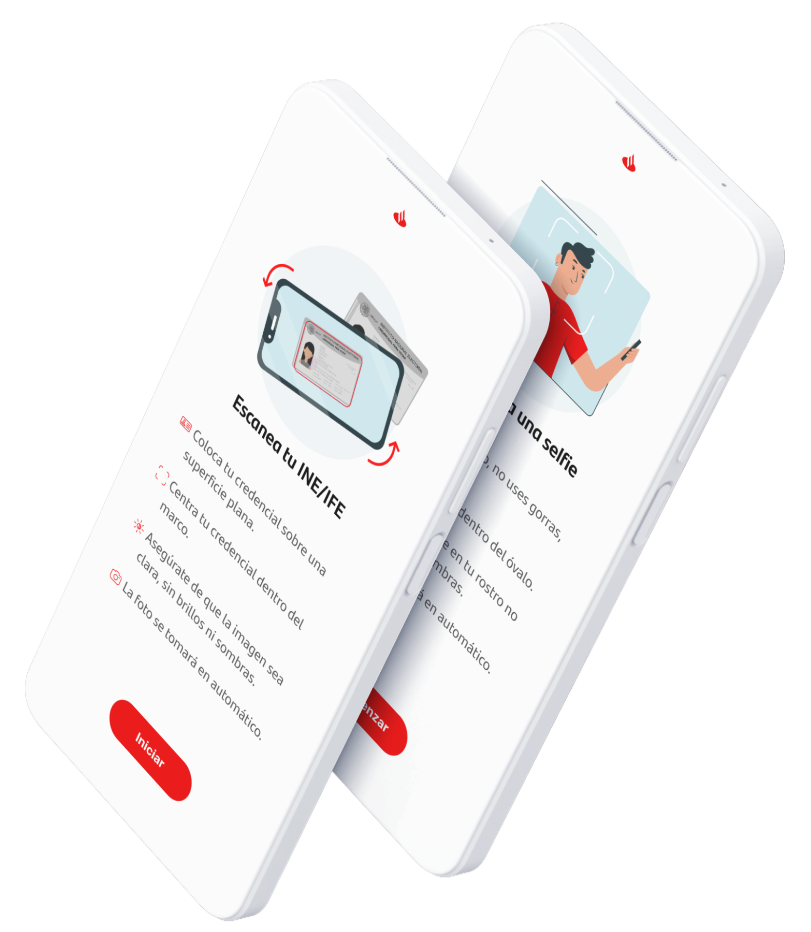 Capture guidance screens for INE/IFE scan and selfie