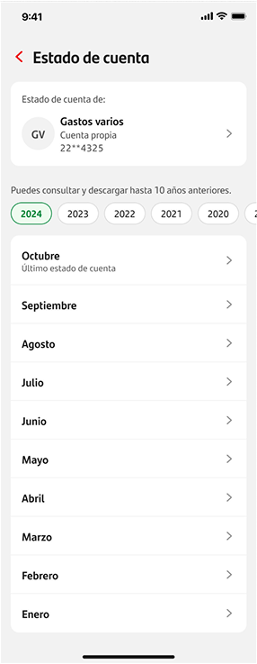 Period selection screen reached from the entry point