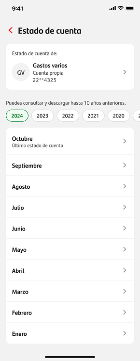 Period selection screen