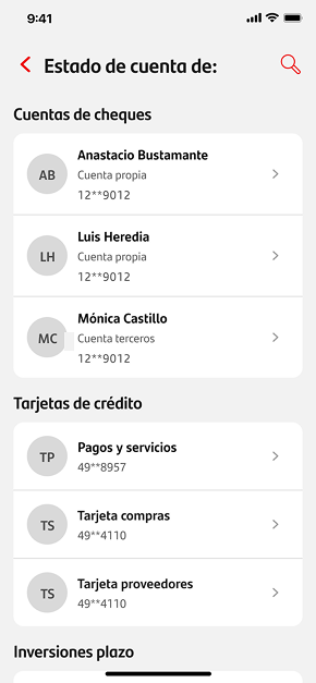 Product list screen